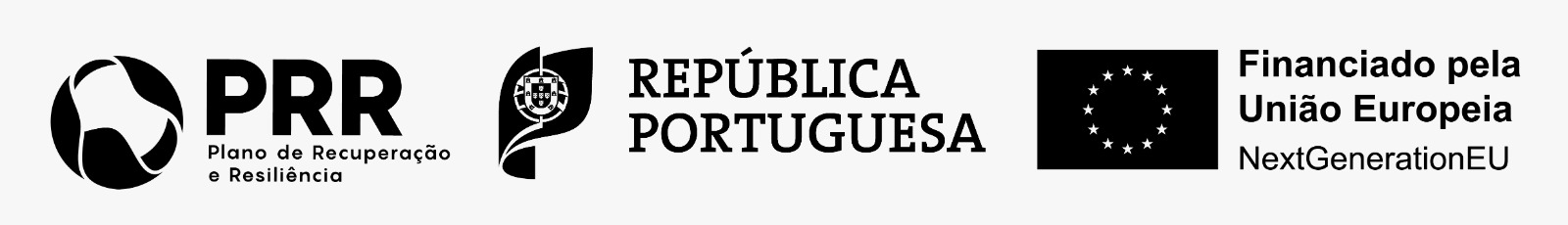 PRR — Plano de Recuperação e Resiliência; República Portuguesa; Financiado pela União Europeia — NextGenerationEU